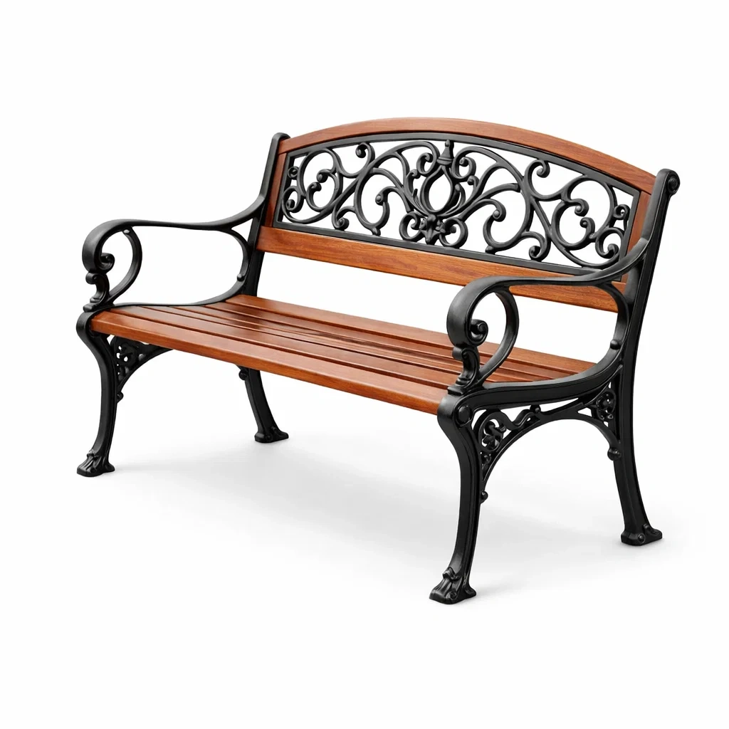 Panchina da Esterno in Legno e Ghisa-URBANCOMFORTHAVEN