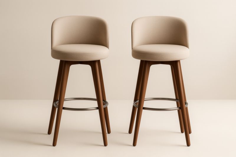 Lot de 2 tabourets de bar en tissu avec pieds en bois-Selvaranest