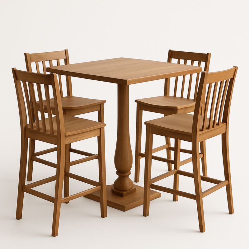 Ensemble de Table et Chaises Hautes en Bois Naturel-Selvaranest