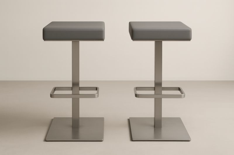 Tabouret de bar en acier et cuir synthétique gris-Selvaranest