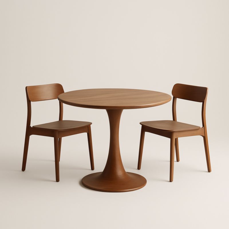 Ensemble Table Ronde en Bois Massif et Chaises-Selvaranest