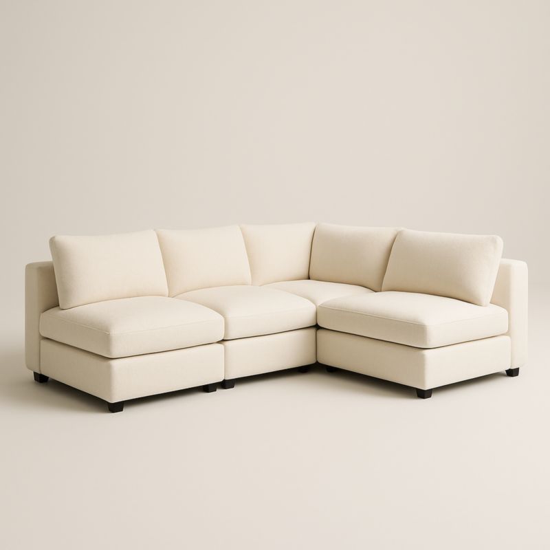 Canapé d'angle modulable en tissu beige-Bravellawood