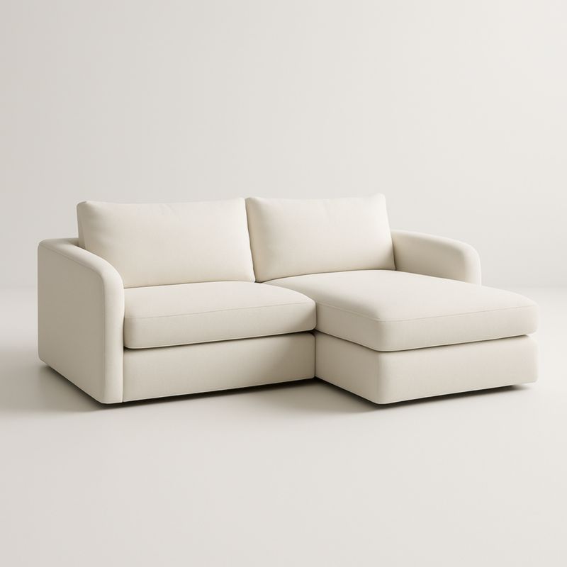 Canapé d'angle en tissu polyester beige 250x160 cm-Bravellawood