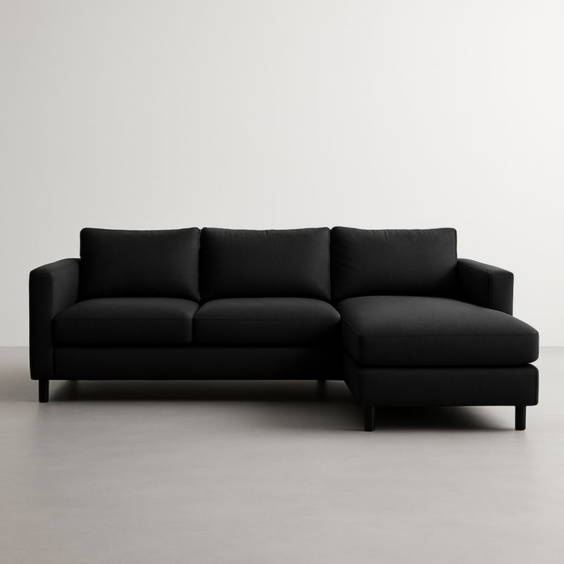 Ensemble de canapé d'angle droit avec revêtement en tissu noir-Bravellawood