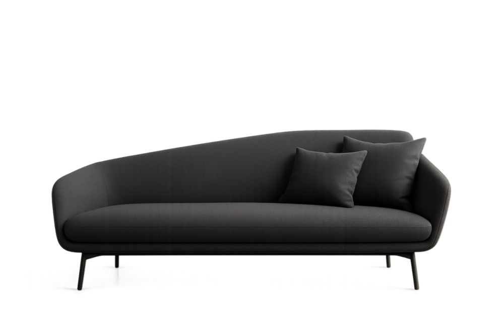 Canapé long en tissu polyester noir avec pieds en acier-Bravellawood