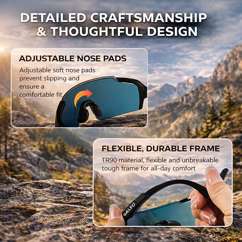 Photochromic Cycling Sunglasses – Auto-Tint Lens for Day & Night Riding