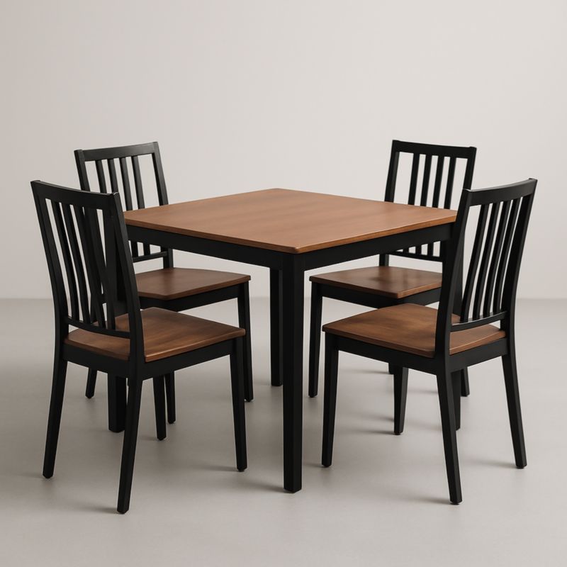Ensemble table à manger bois métal noir avec 4 chaises