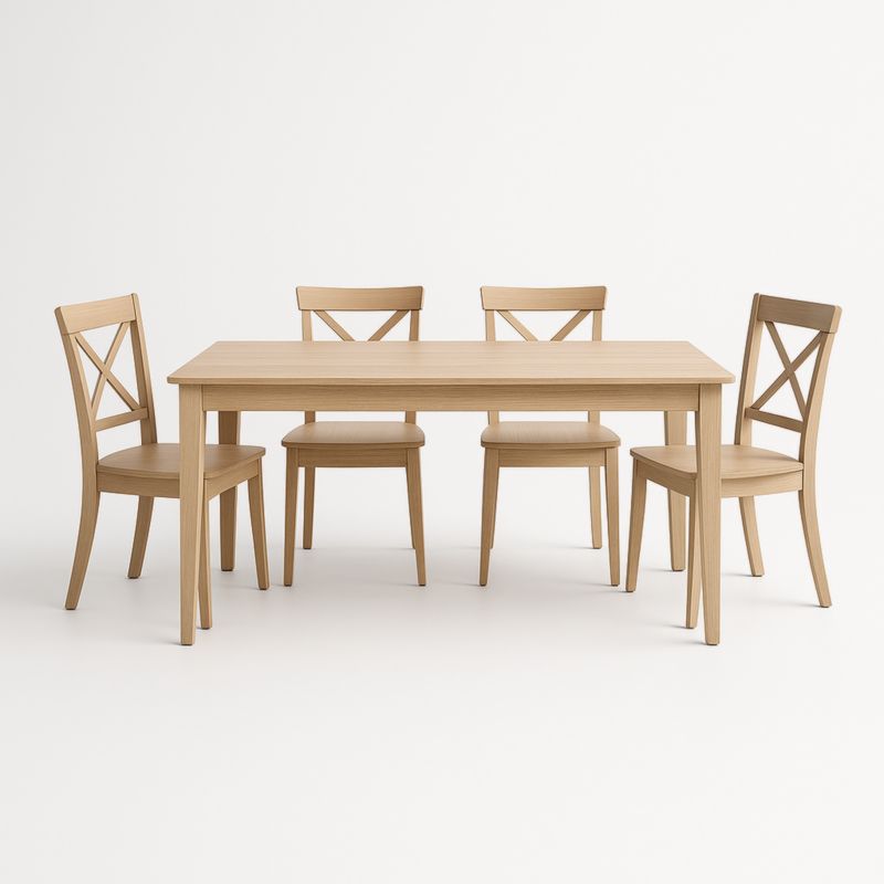 Ensemble table à manger rectangulaire bois clair avec 4 chaises