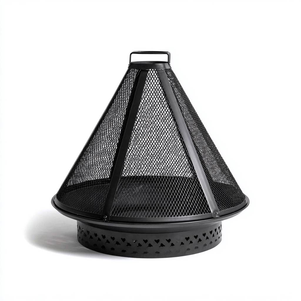 Chauffage extérieur en acier avec pare-étincelles 70x70x55 cm - noir - foyer sécurisé pour jardin-Nookupyard