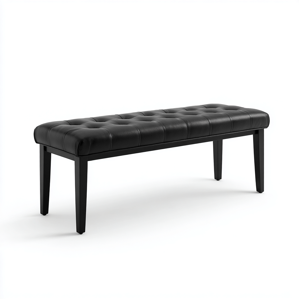 Banc de lit rembourré revêtement synthétique structure en bois 120x40x45 cm - noir - design moderne pour chambre-Nookupyard