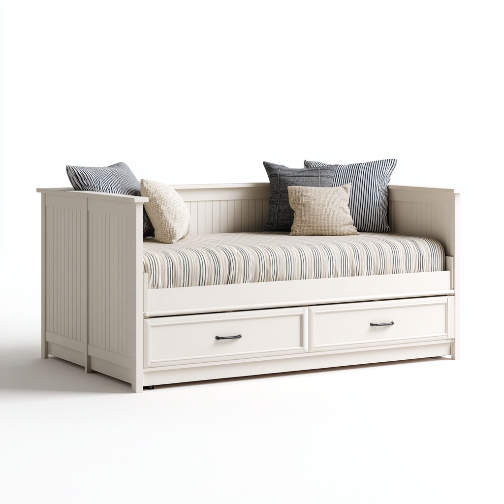Canapé lit structure bois avec rangement 200x95x85 cm - blanc - design fonctionnel pour chambre-Nookupyard