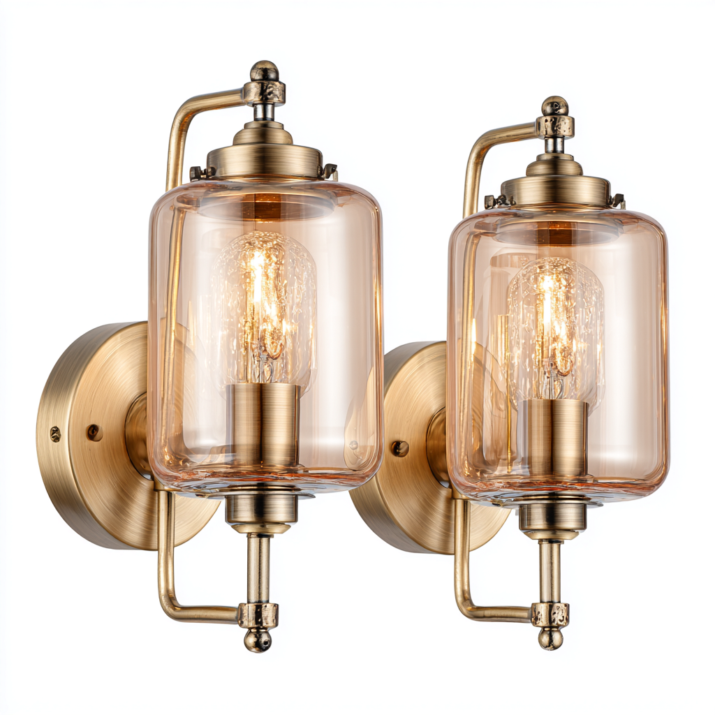 Applique murale métal et verre 16x22x38 cm - Laiton - Éclairage mural vintage-Nookupyard