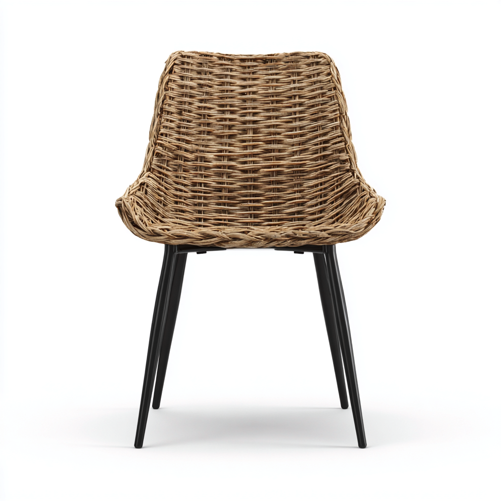 Chaise de jardin en résine tressée avec pieds en métal 55x58x80 cm - naturel-noir - design contemporain pour extérieur-Nookupyard