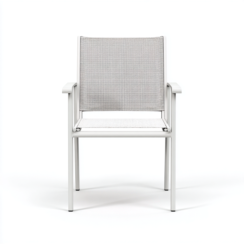 Chaise de jardin en métal avec assise et dossier en textilène 56x58x84 cm - blanc - design moderne pour extérieur-Nookupyard