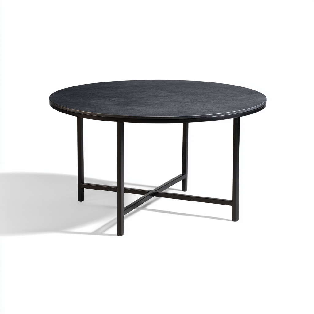 Table de jardin ronde en métal 120x120x75 cm - noir - design moderne pour extérieur-Nookupyard
