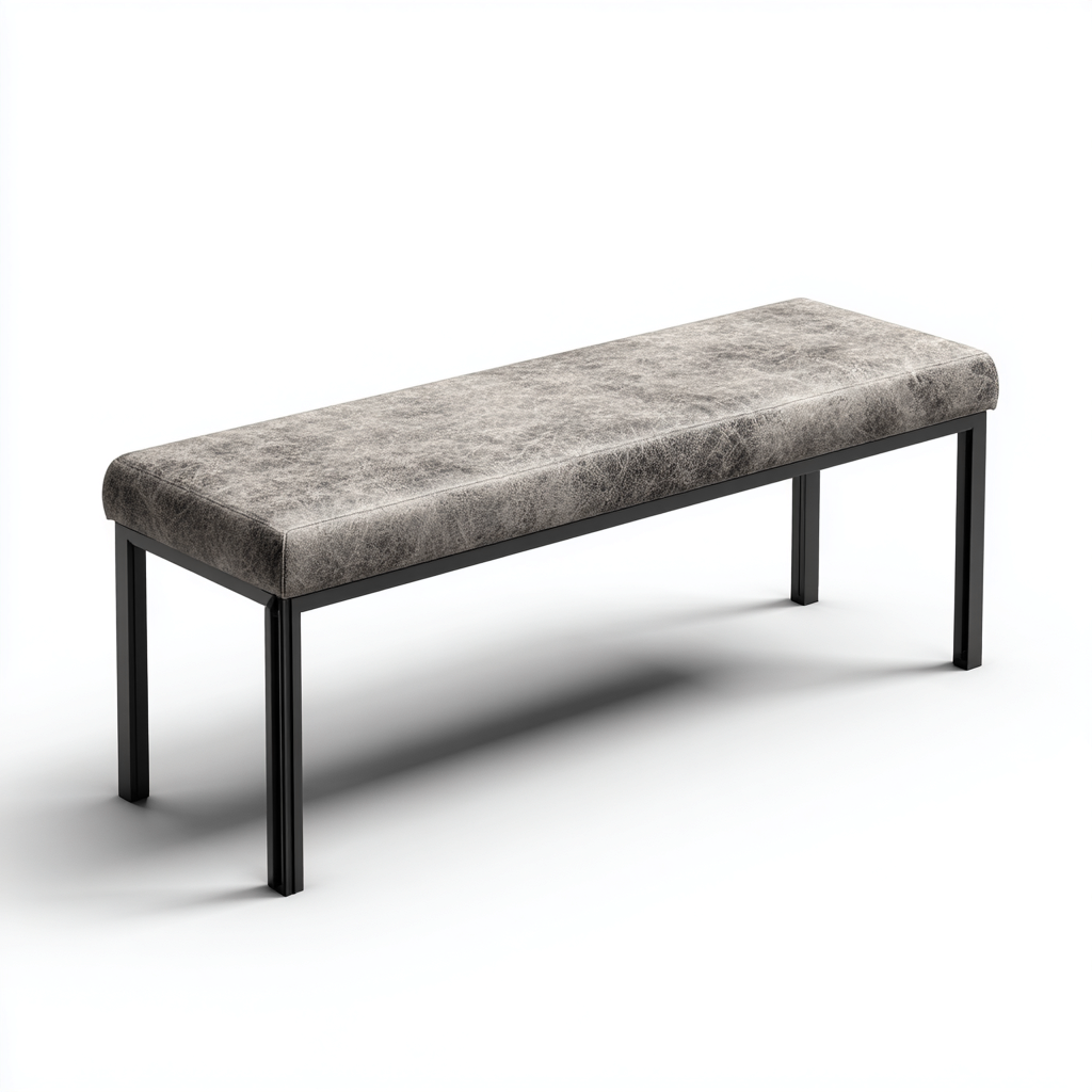 Banc de lit cuir synthétique métal 120x40x45 cm - Gris - Assise fonctionnelle design moderne-Nookupyard