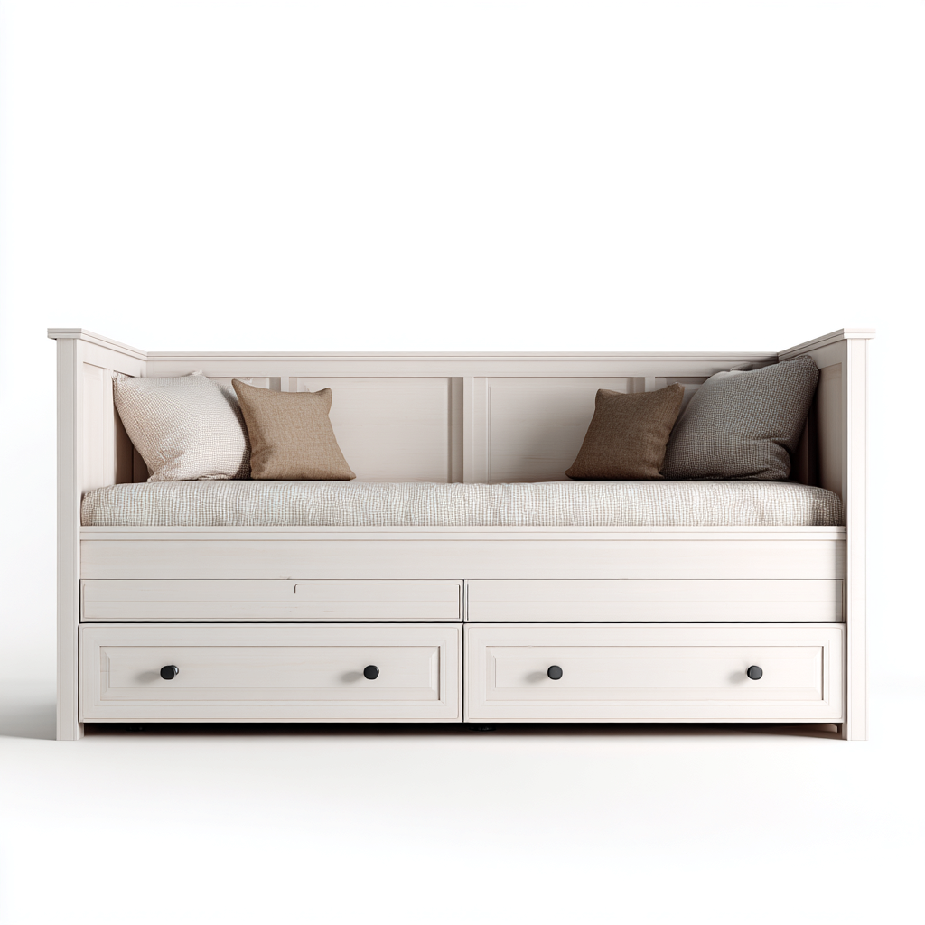 Canapé lit en bois avec tiroirs de rangement 200x90x85 cm - blanc - design classique pour chambre-Nookupyard