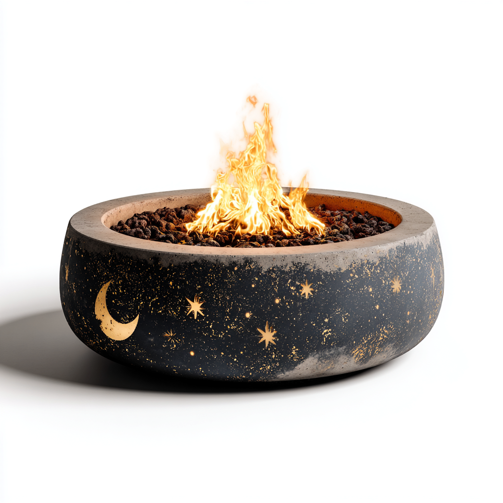 Chauffage extérieur béton 80x80x35 cm - Noir - Brasero décoratif design contemporain-Nookupyard