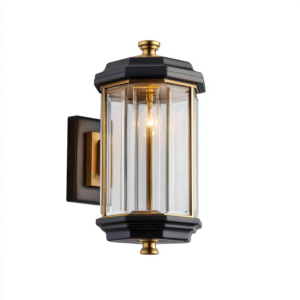 Applique murale 28x14x12 cm - noir et doré - éclairage décoratif pour extérieur-Nookupyard