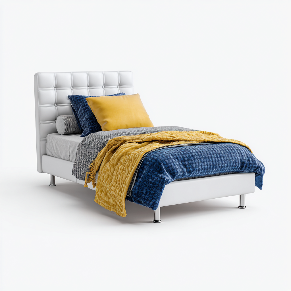 Lit simple simili cuir métal 200x90x100 cm - Blanc - Couchage confortable design moderne-Nookupyard