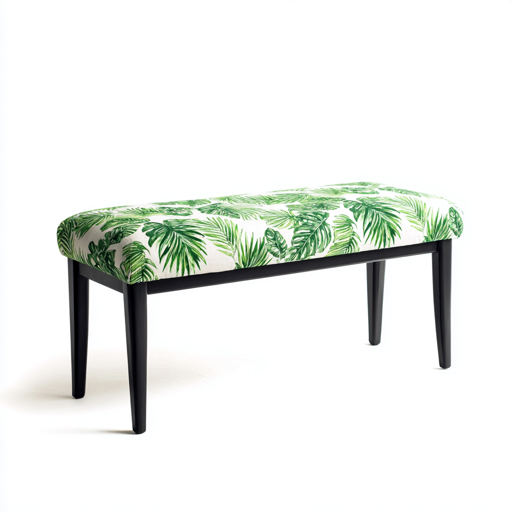 Banc de lit rembourré en tissu 120x40x45 cm - vert-blanc-noir - design décoratif pour chambre-Nookupyard