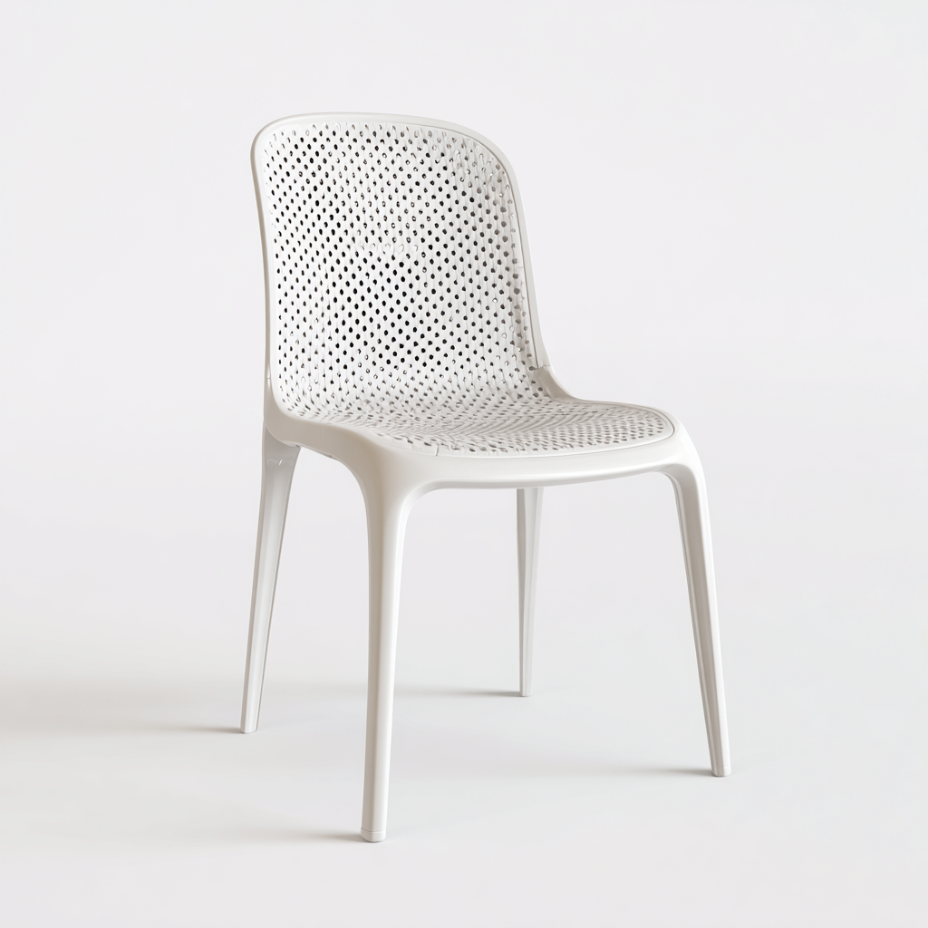 Chaise de jardin en plastique ajouré 52x55x82 cm - blanc - assise légère pour extérieur-Nookupyard