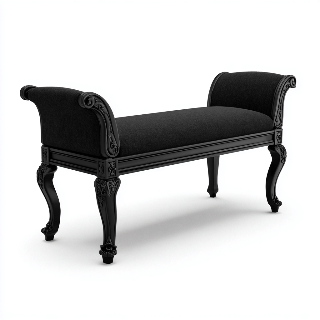 Banc de lit tissu bois 140x45x50 cm - Noir - Assise élégante design classique-Nookupyard