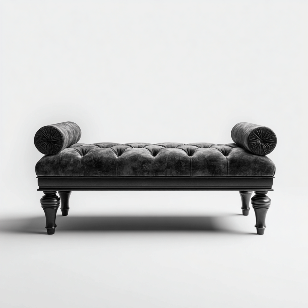 Banc de lit rembourré tissu velours structure en bois 140x45x50 cm - noir - design classique pour chambre-Nookupyard