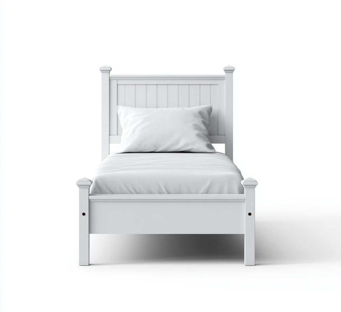 Lit simple en bois avec tête de lit à panneaux 200x90x85 cm - blanc - couchage pratique pour chambre-Nookupyard