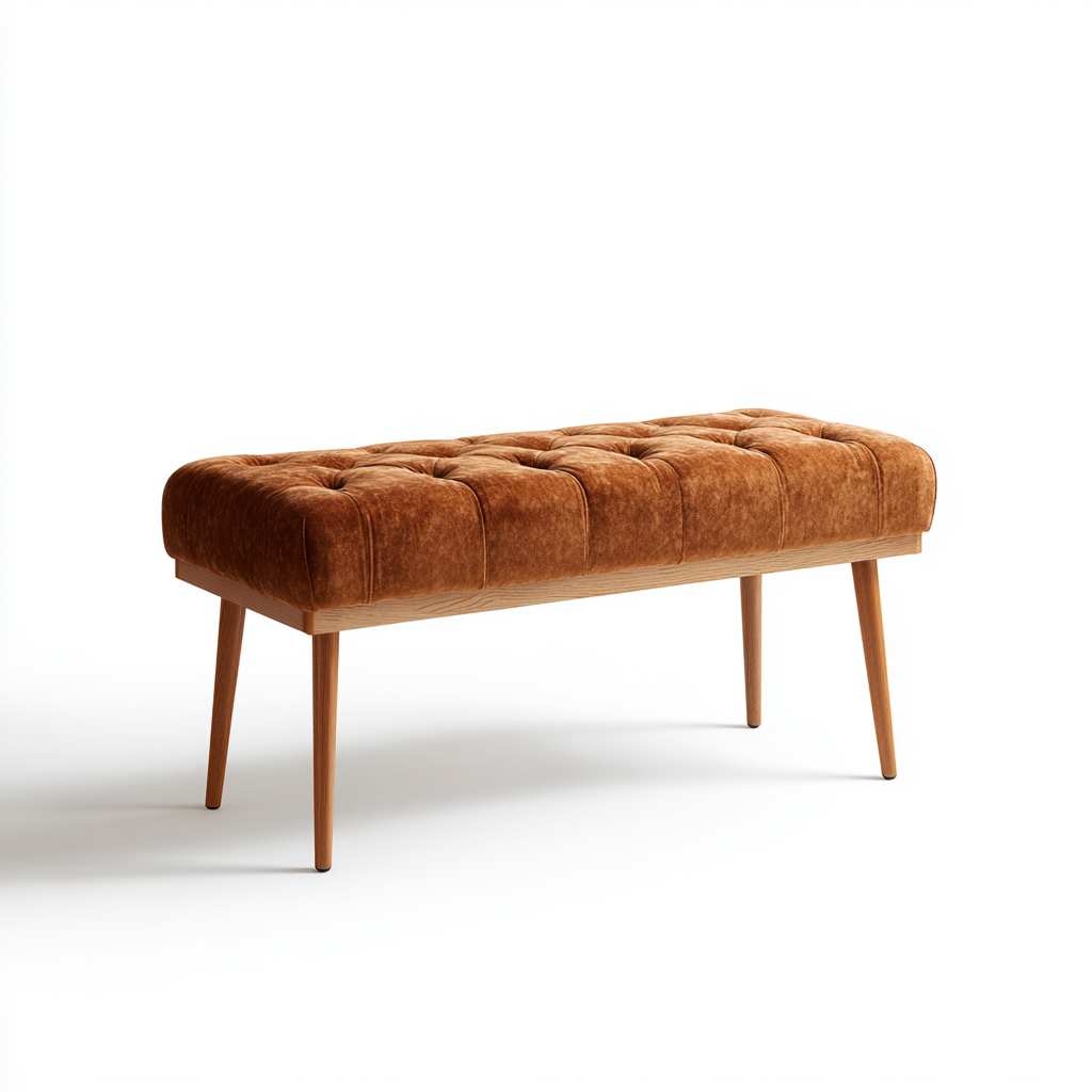 Banc de lit rembourré tissu velours structure en bois 120x40x45 cm - marron - design moderne pour chambre-Nookupyard