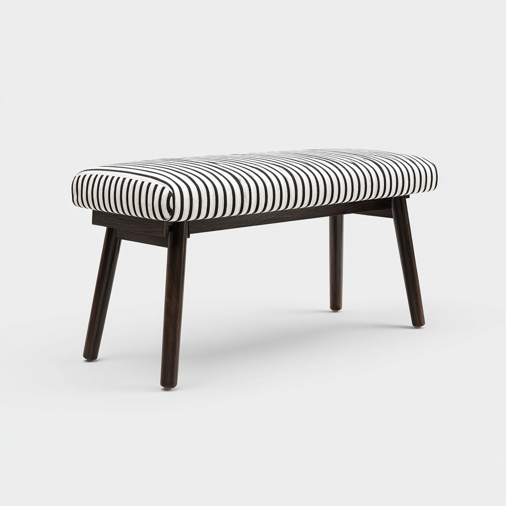 Banc de lit rembourré en tissu 110x40x45 cm - blanc-noir-marron - design moderne pour chambre-Nookupyard