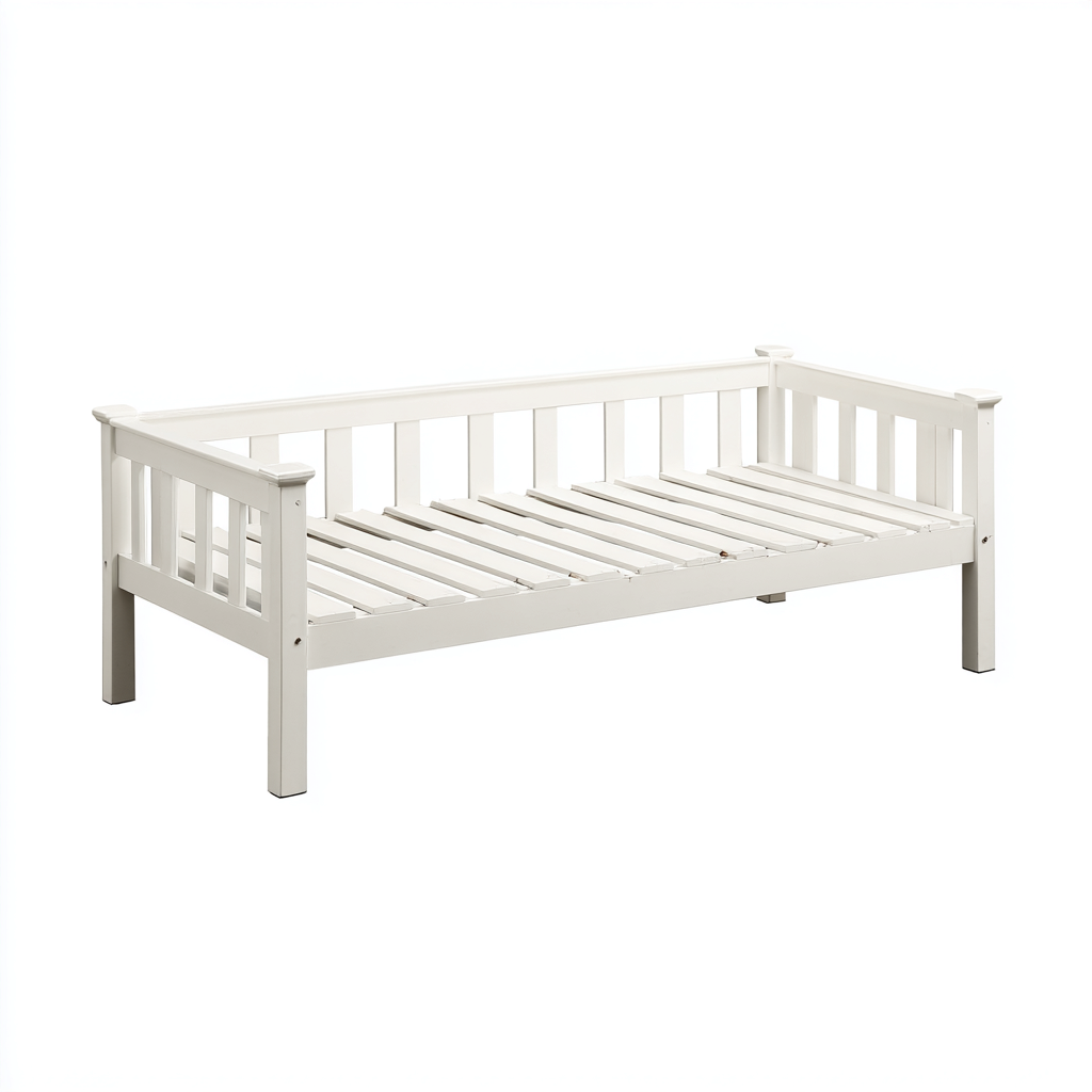 Canapé lit structure en bois finition blanche 200x90x75 cm - blanc - design classique pour salon-Nookupyard
