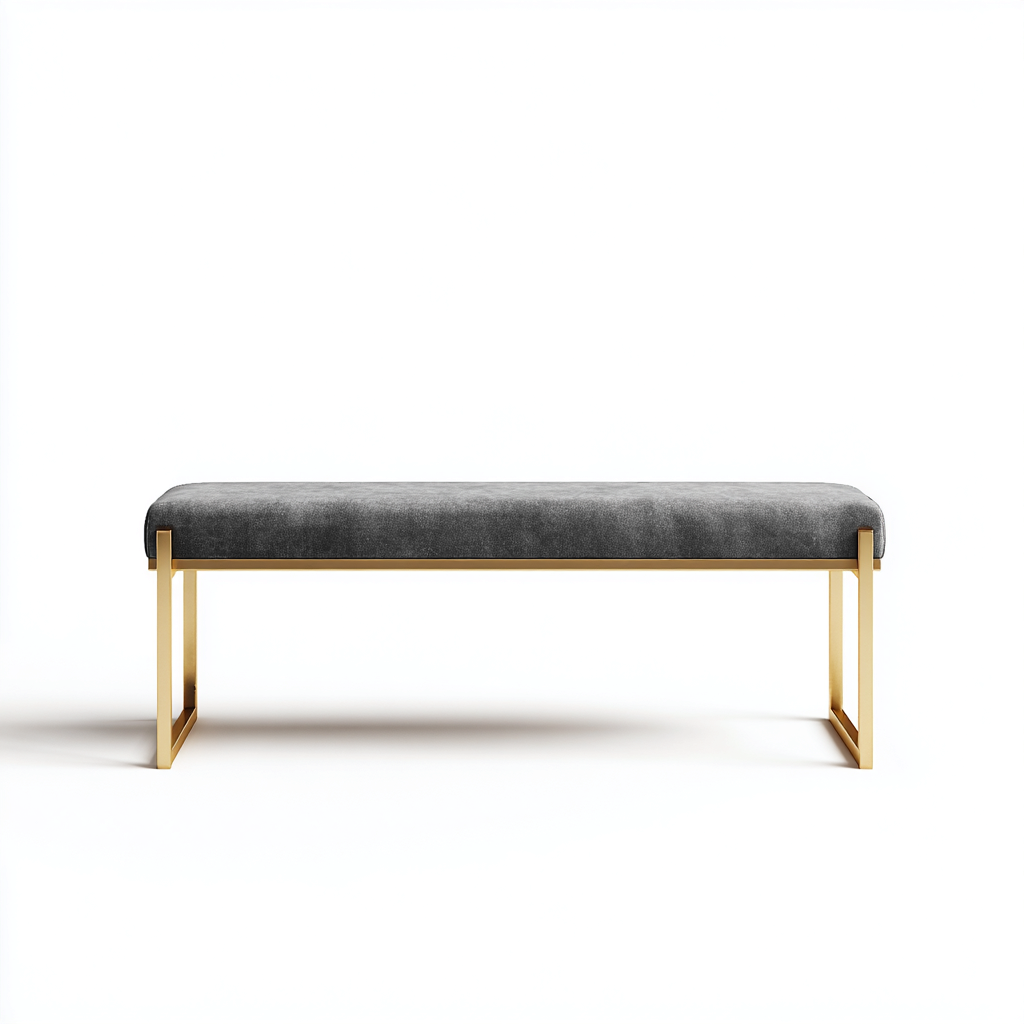 Banc de lit rembourré assise textile 120x40x45 cm - gris-or - design moderne pour chambre-Nookupyard