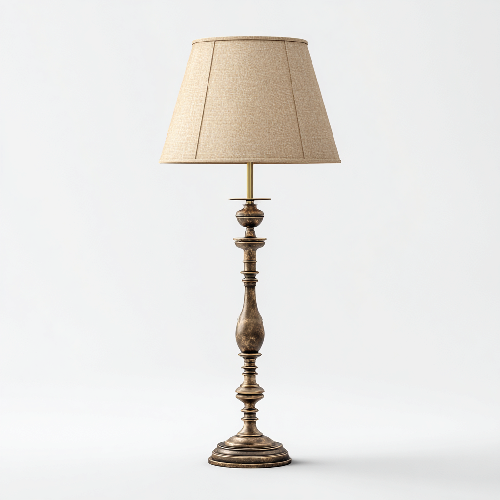 Lampada da terra-metallo-tessuto-47x47x172cm-ottone-beige-classico-Dengohut