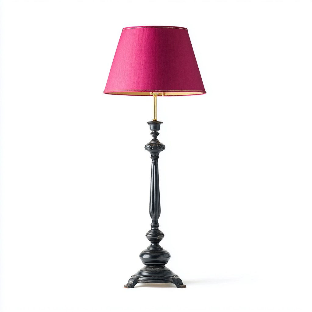 Lampada da terra-metallo-tessuto-45x45x170cm-nero-fucsia-classico-Dengohut