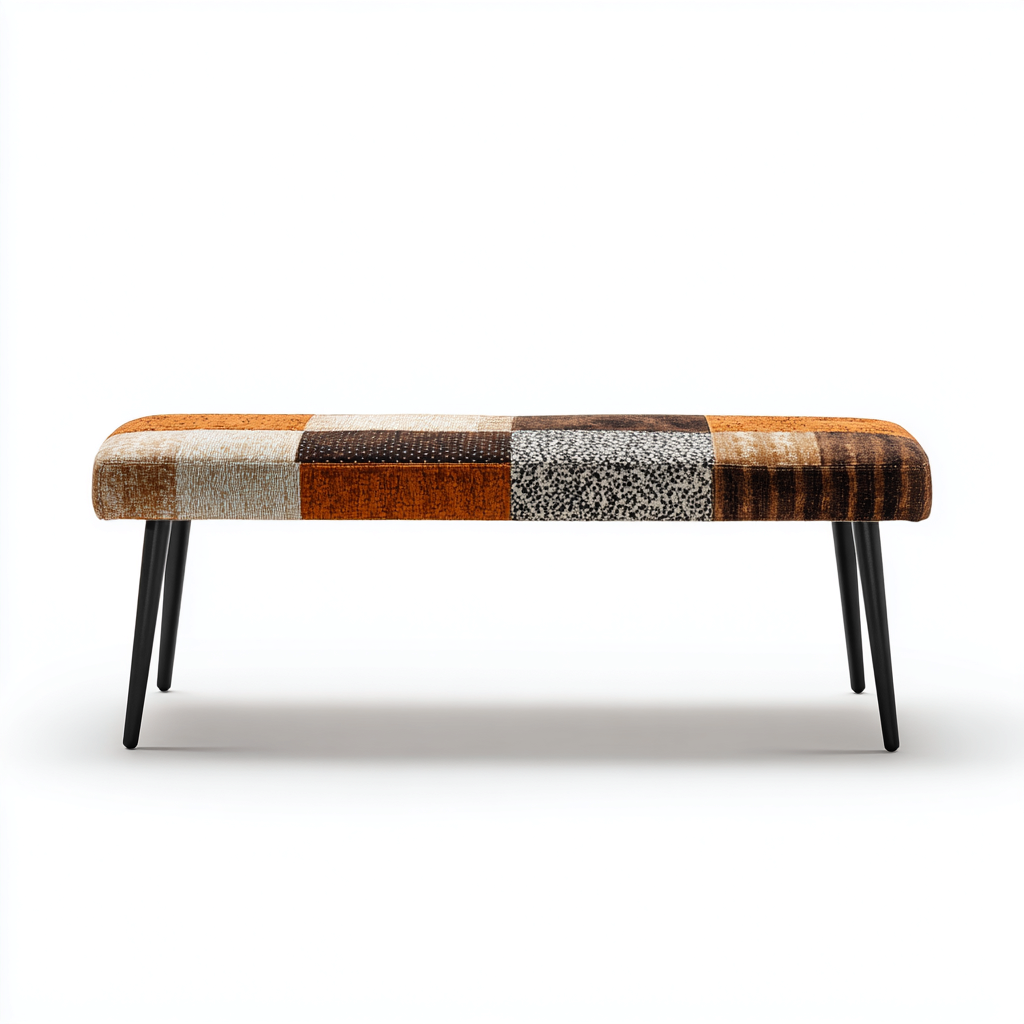 Panca da ingresso-Tessuto-Metallo-150x40x45cm-Arancione-Marrone-Nero-Stile contemporaneo-Dengohut