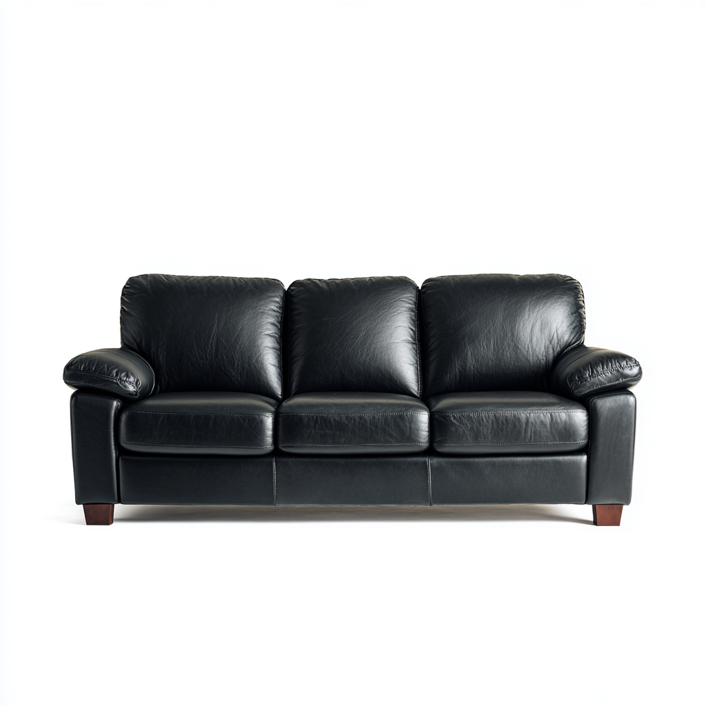 Divani a 3 posti-pelle-225x95x80cm-nero-stile classico-Dengohut