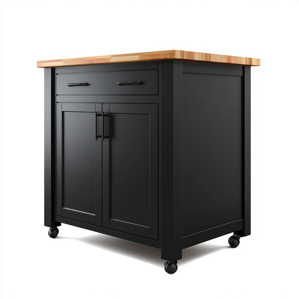 Isola da cucina-legno-metallo-100x55x90cm-Nero-Marrone-stile moderno industriale-Dengohut