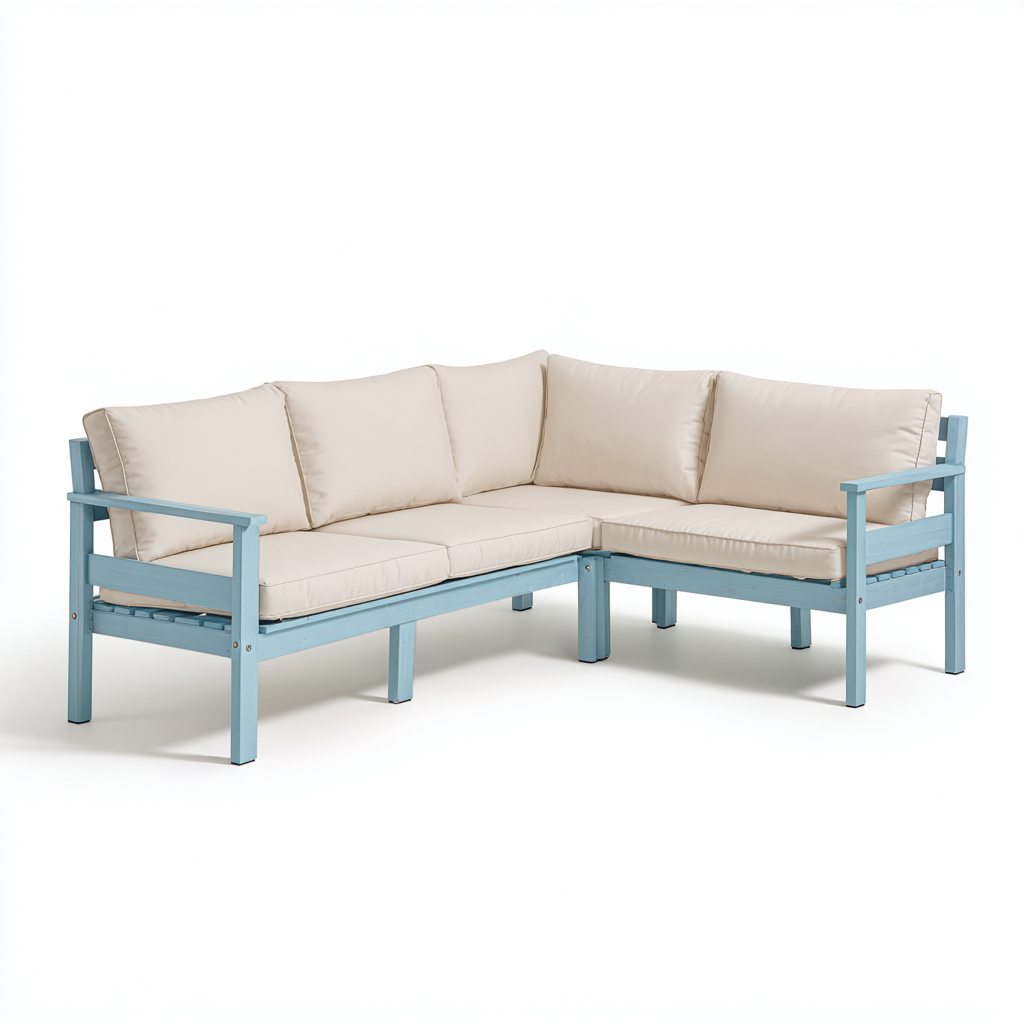 Divani da esterno-legno massello-tessuto-210x145x78cm-azzurro-beige-moderno-Dengohut