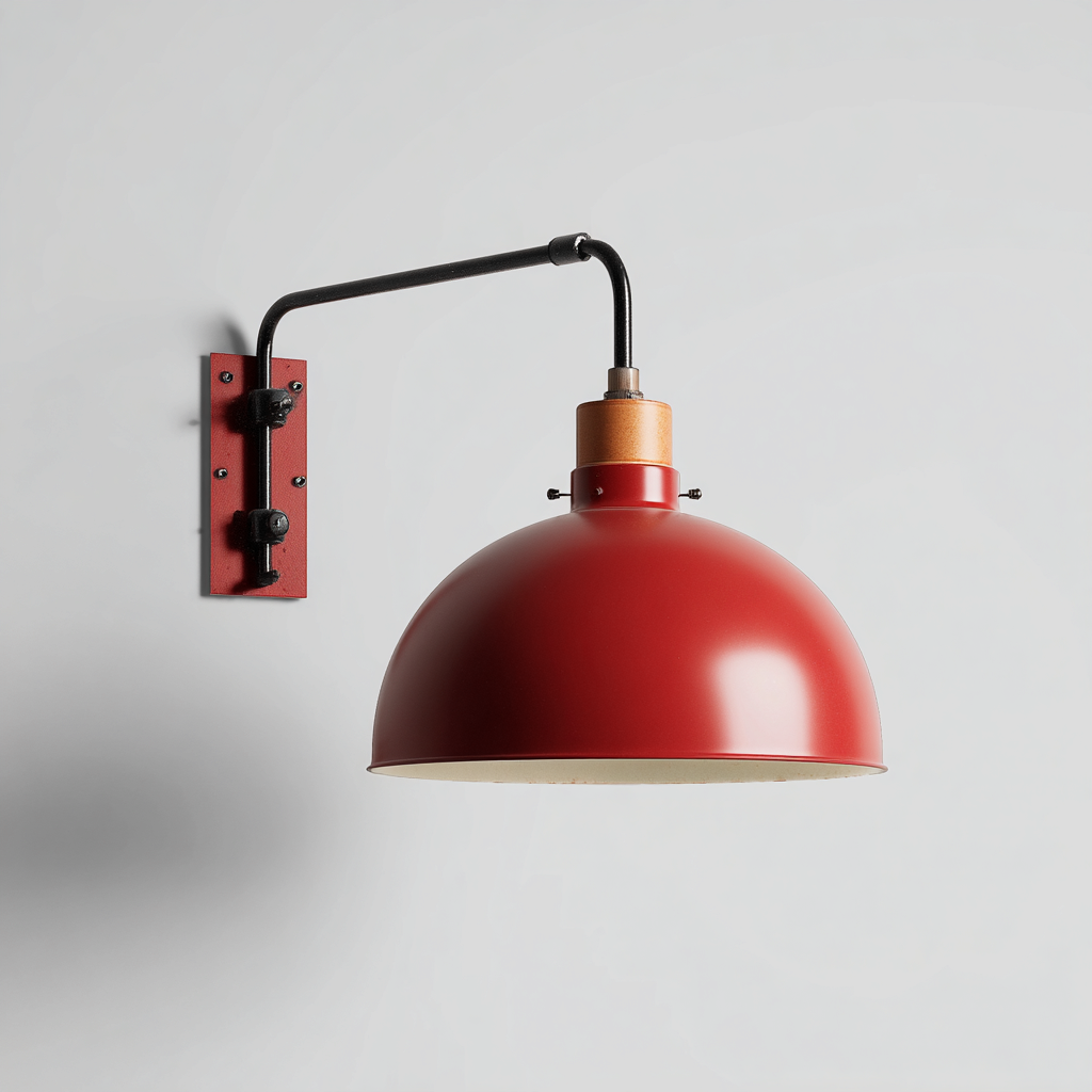 Applique da parete - Metallo - 58x30x32cm - Rosso-Nero - Stile industriale-Dengohut