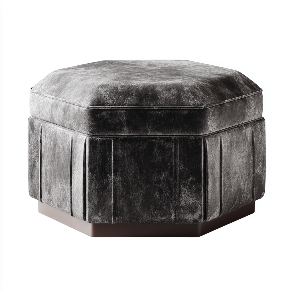 Pouf - velluto - 50x50x40 cm - grigio - design moderno per soggiorno-Dengohut