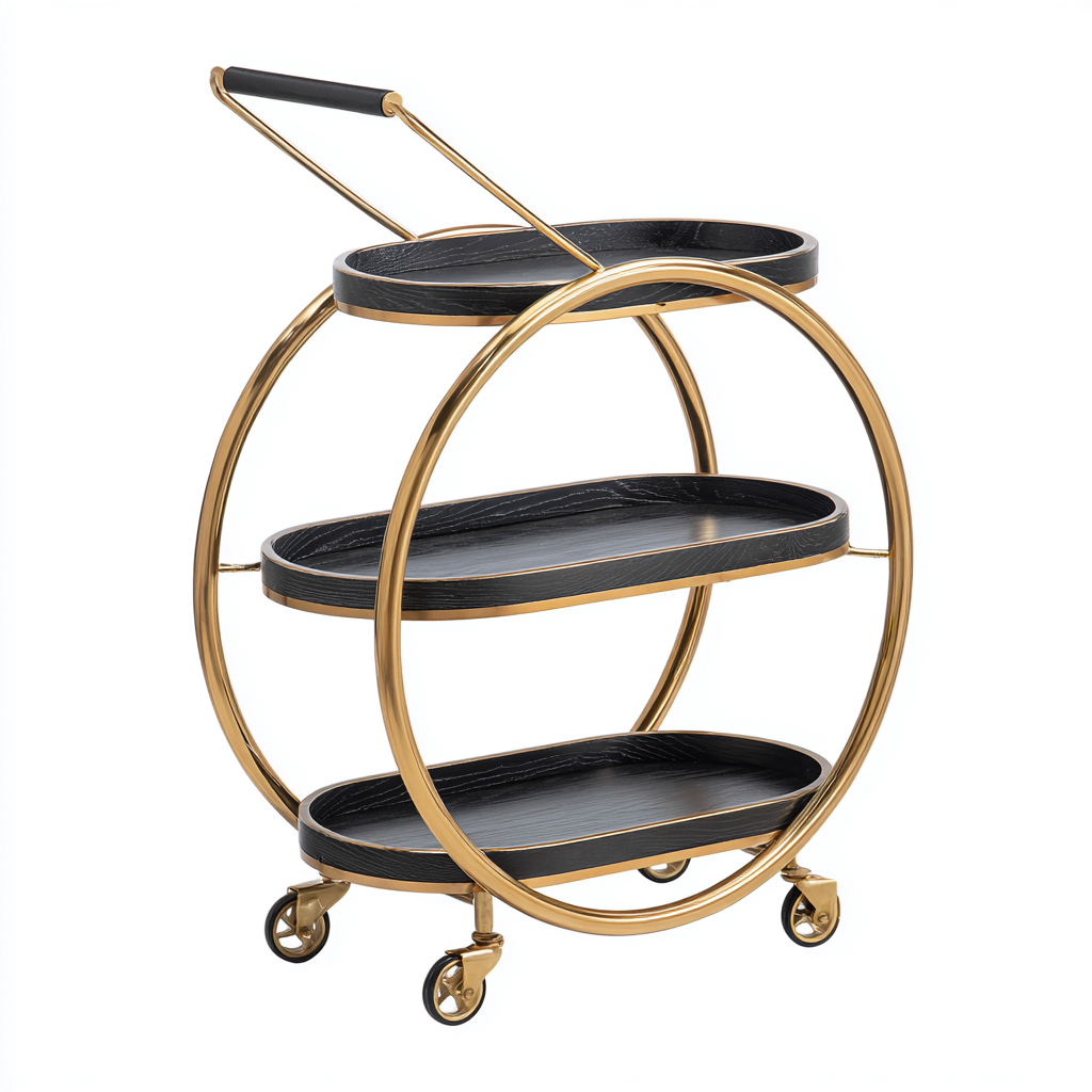 Carrello da cucina-metallo-legno-52x38x82cm-Nero-Oro-stile elegante-Dengohut