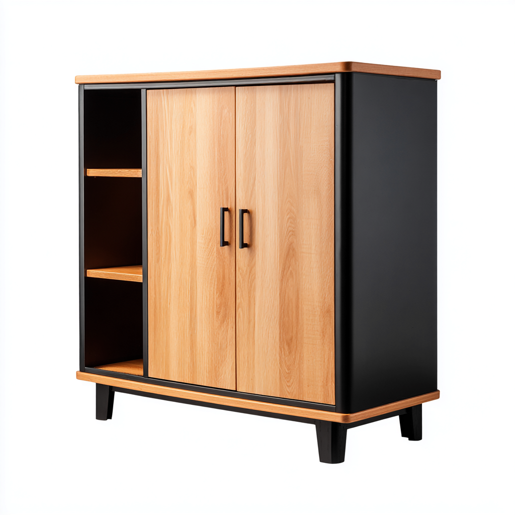 Armadietti da cucina-legno-100x40x110cm-Nero-Legno naturale-design moderno-Dengohut