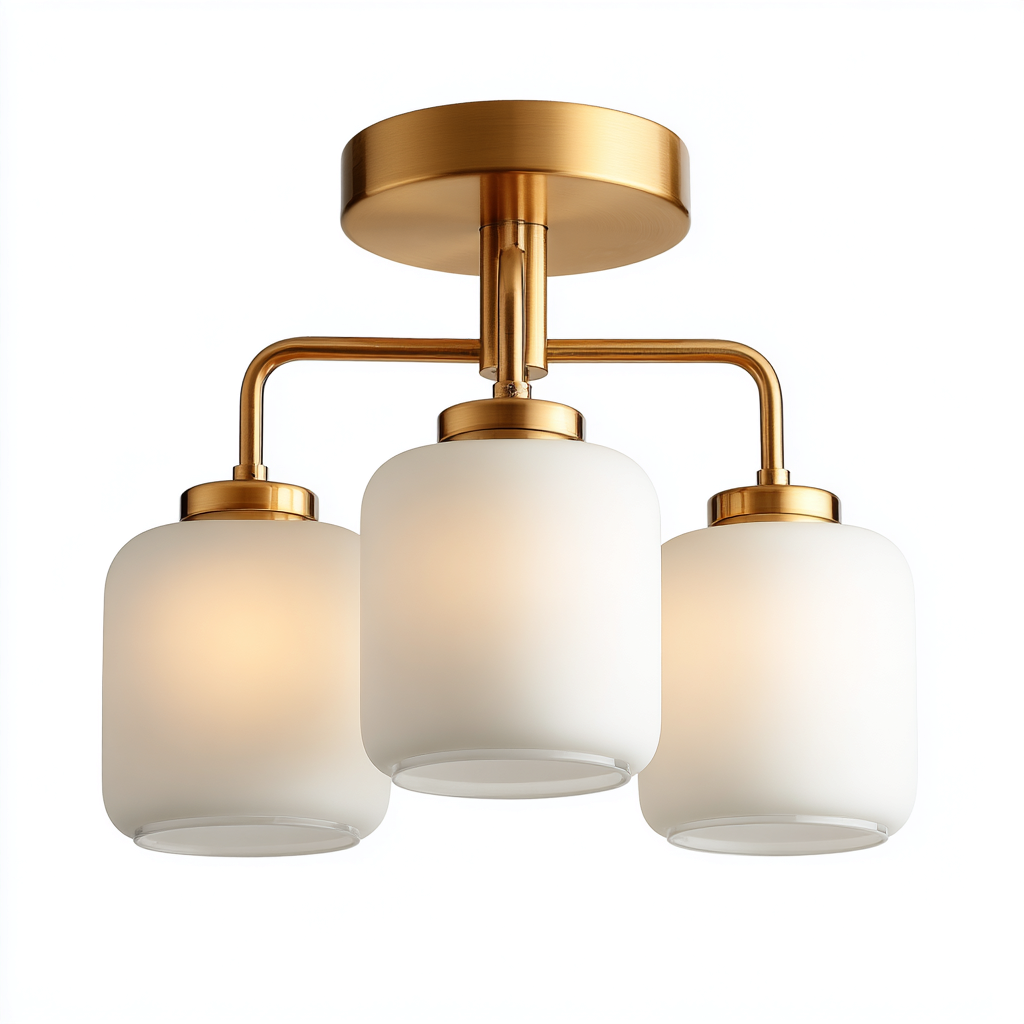 Lampada da soffitto - Metallo-Vetro - 42x42x28cm - Oro-Bianco - Stile moderno-Dengohut