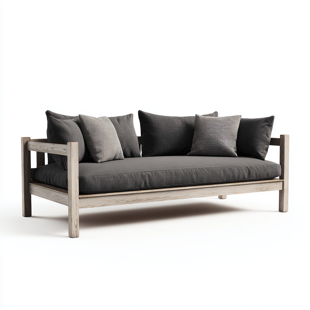 Divani da esterno-legno massello-tessuto-190x75x72cm-grigio-naturale-moderno-Dengohut