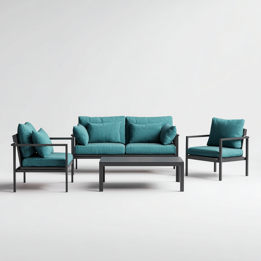 Divani da esterno-metallo-tessuto-160x78x75cm-turchese-grigio-moderno-Dengohut