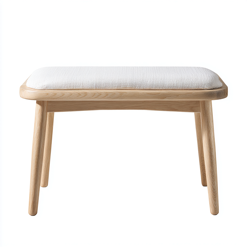 Panca da ingresso-Tessuto-Legno massello-100x38x45cm-Bianco-Legno naturale-Stile scandinavo-Dengohut