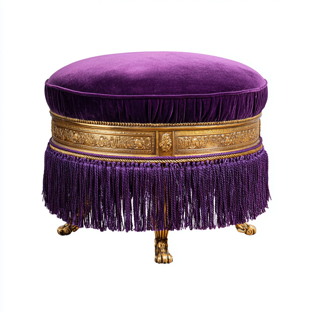 Pouf - velluto-metallo - 60x60x45 cm - viola-oro - stile decorativo per soggiorno-Dengohut