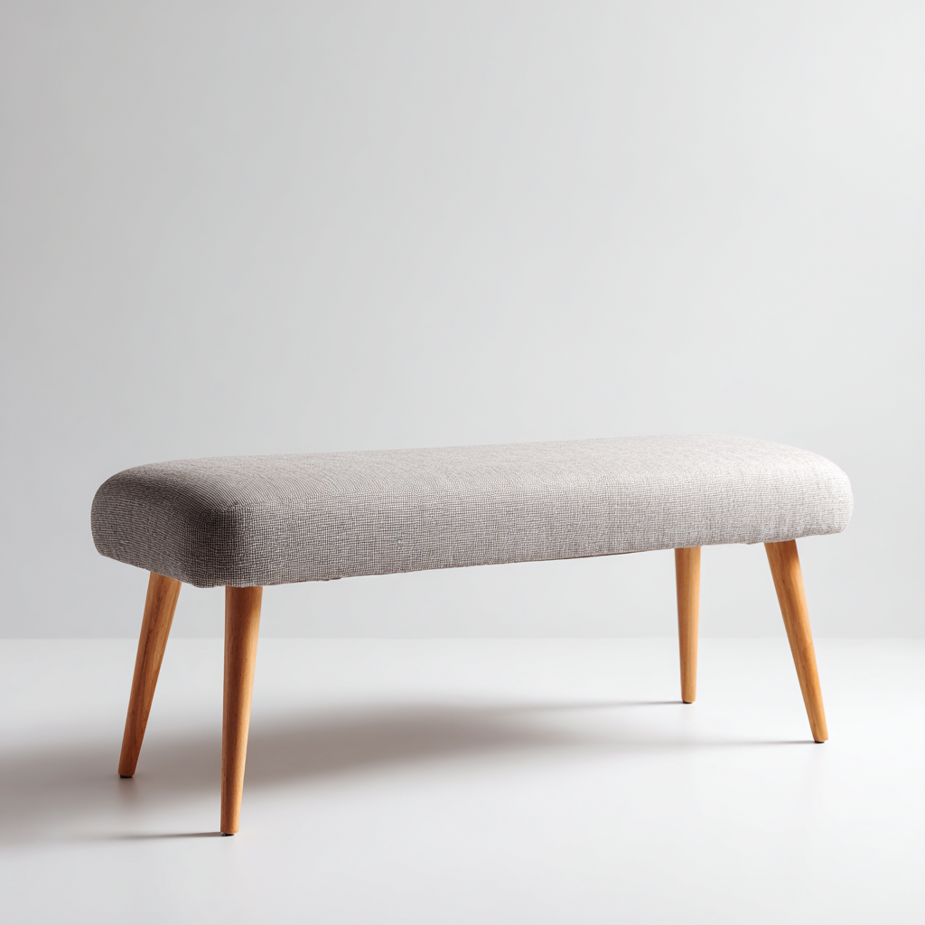 Panca da ingresso-Tessuto-Legno massello-150x40x45cm-Grigio-Legno naturale-Stile scandinavo-Dengohut