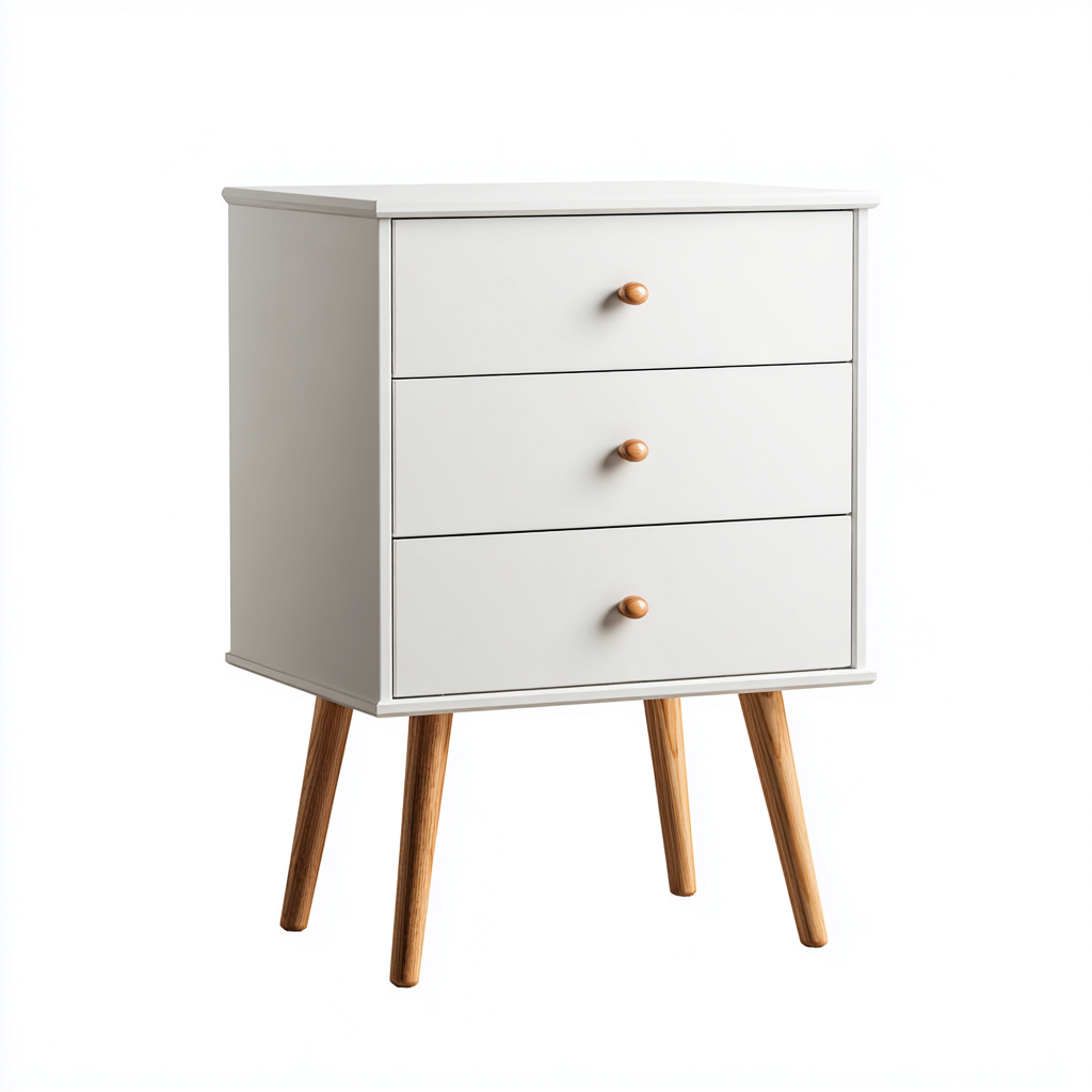 Cassettiera - legno - 60x40x65 cm - bianco-legno naturale - design nordico per camera da letto-Dengohut